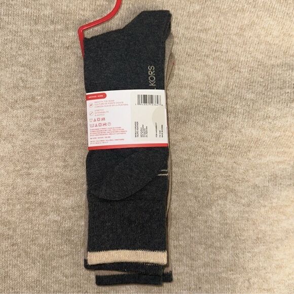 MK Men’s 3 pack Taupe Heather Gray Tan Ivory Cotton Blend Dress Crew Socks - Picture 8 of 10
